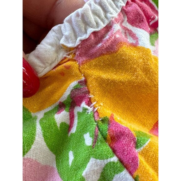 Vintage 70s fitted/bottom sheet, pink orange flower power bedding, twin size bed - Picture 9 of 11